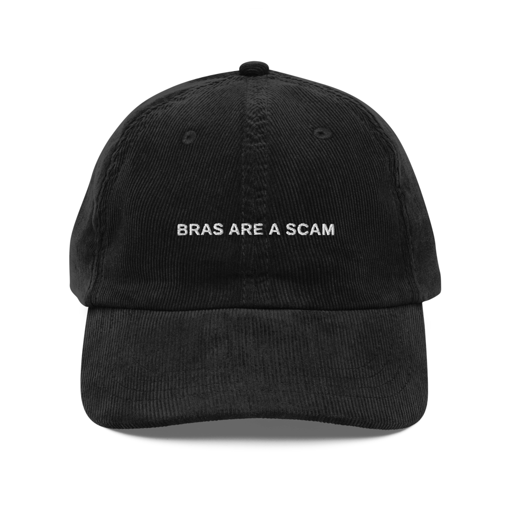 bras are a scam — Vintage Corduroy Cap in black