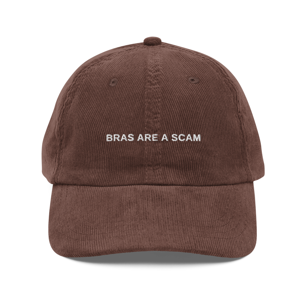 bras are a scam — Vintage Corduroy Cap in brown