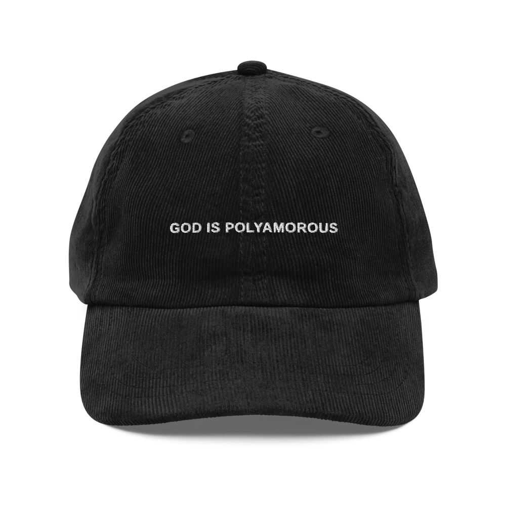 god is polyamorous — Vintage Corduroy Cap in black