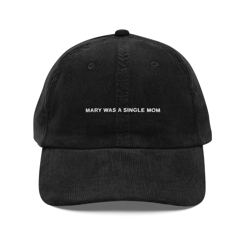 mary was a single mom — Vintage Corduroy Cap in black