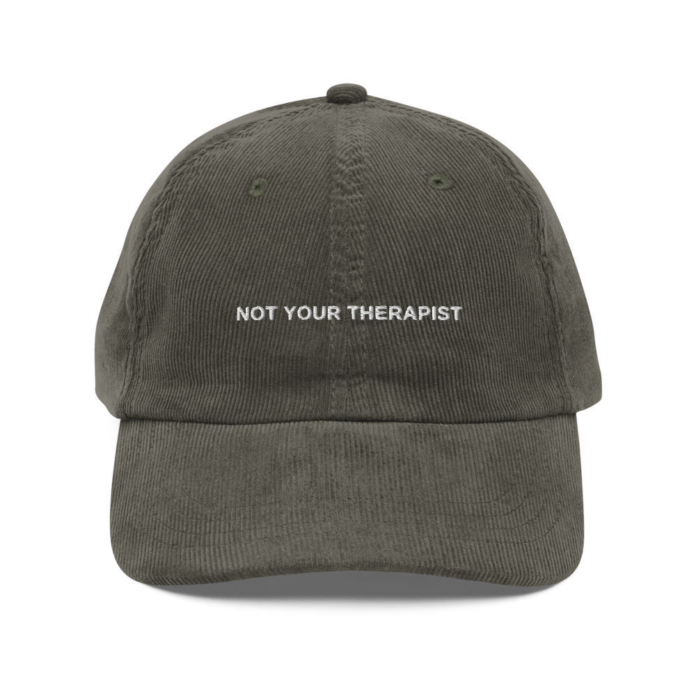 not your therapist — Vintage Corduroy Cap in olive